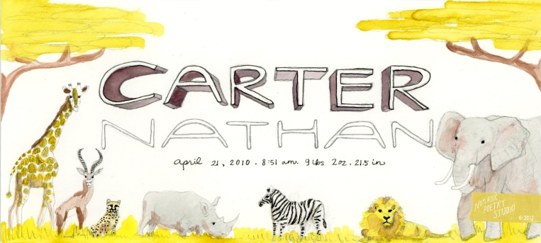 Nomadic Poetry Studio: Carter safari name paintling